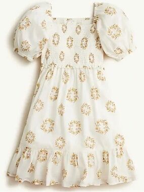 Crewcuts Girls' Floral Puff-Sleeve Dress - Cream and Yellow